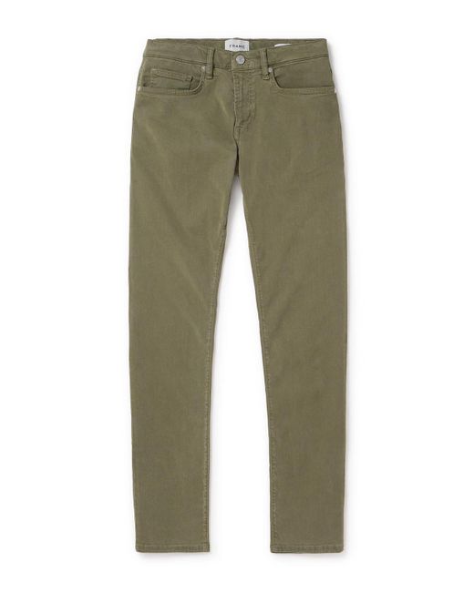 FRAME Green L'homme Slim-fit Stretch-lyocell Trousers for men
