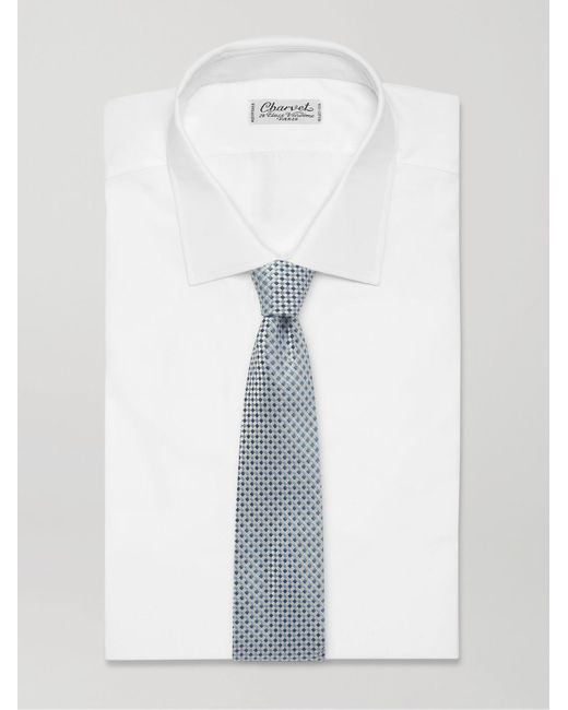 Richard James Blue 8.5cm Checked Silk-jacquard Tie for men