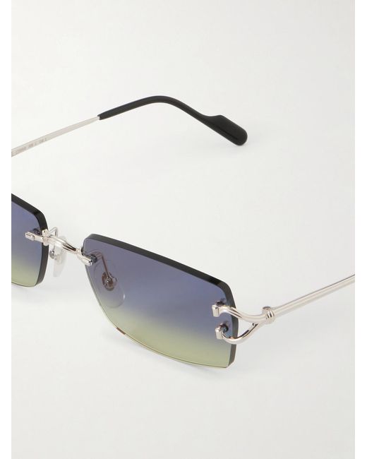 Cartier Blue Squared-Frame Metal Sunglasses for men