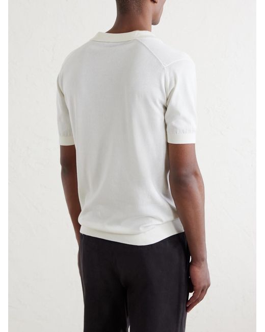John Smedley White Noah Sea Island Cotton Polo Shirt for men