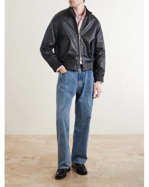 Officine Generale Black Camron Leather Jacket for men