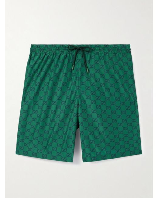 Gucci Green Straight-leg Mid-length Logo-print Swim Shorts for men