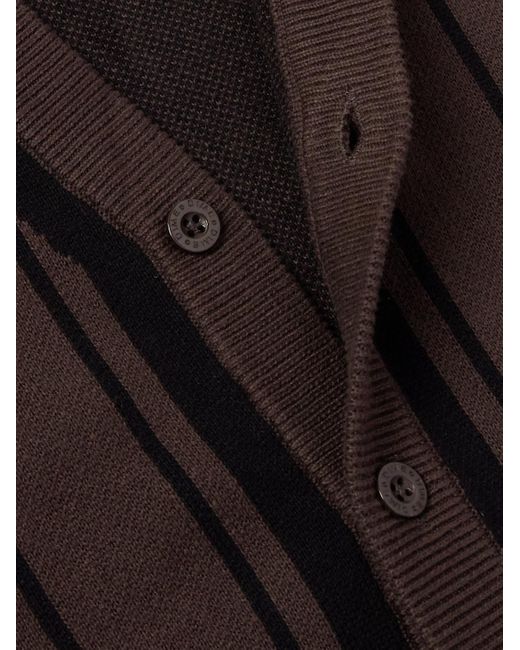 Cardigan in cotone a righe con logo applicato di Dime in Brown da Uomo