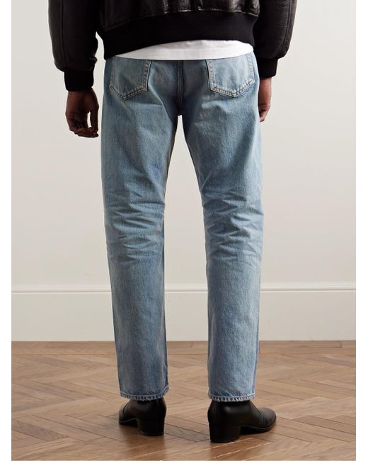 Saint Laurent Blue Straight-Leg Distressed Jeans for men