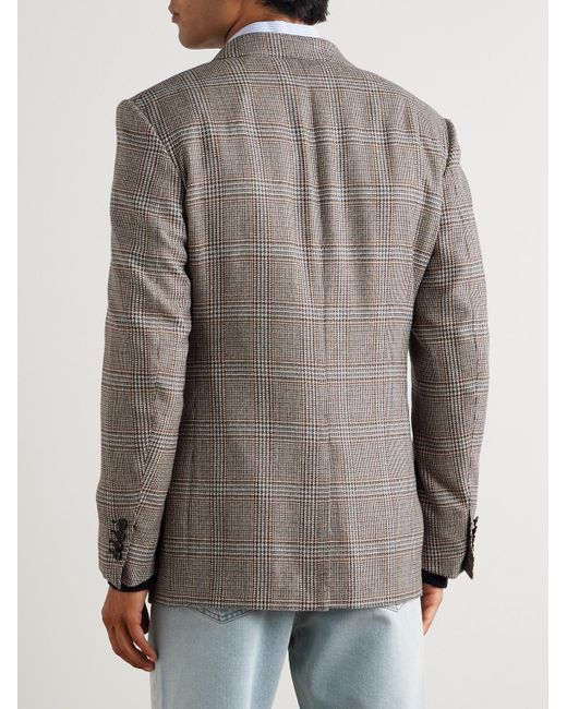 Dunhill Gray Glen Prince Of Wales Checked Wool And Cashmere-blend Blazer for men
