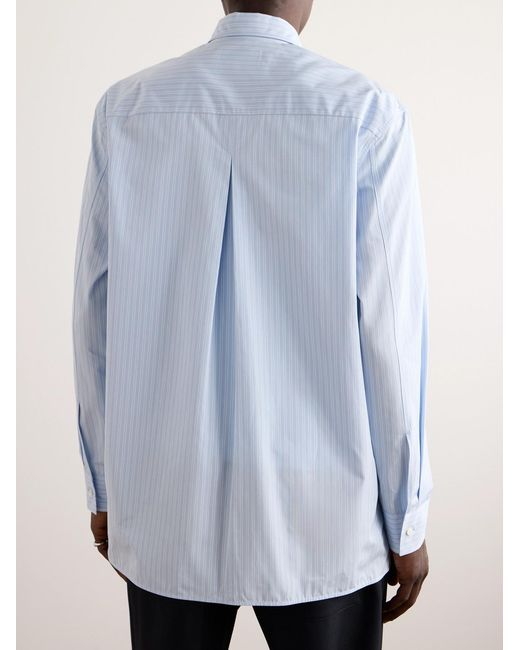 Jil Sander Blue Thursday Logo-Embroidered Striped Cotton-Poplin Shirt for men