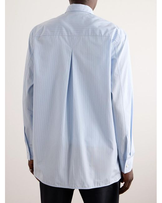 Jil Sander Blue Thursday Logo-embroidered Striped Cotton-poplin Shirt for men