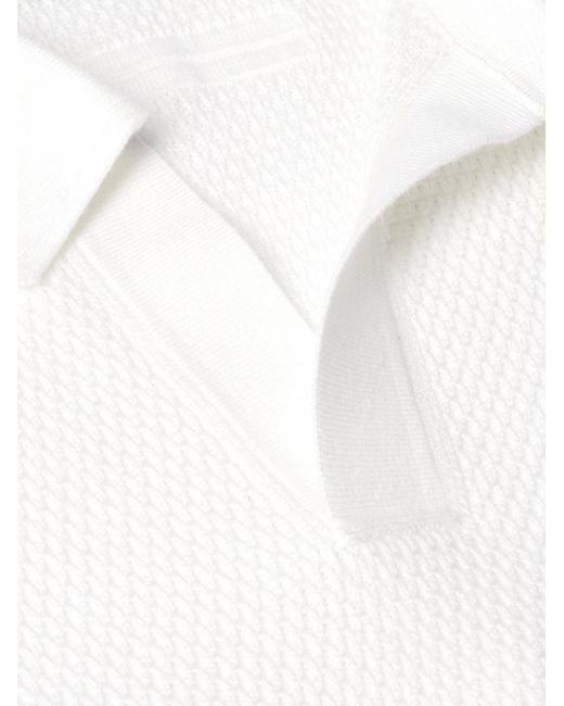 Zegna White Slim-Fit Cotton-Piqué Polo Shirt for men