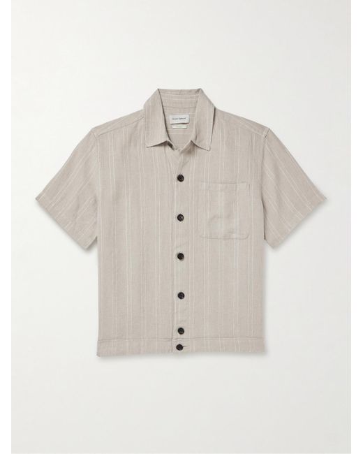 Oliver Spencer White Milford Striped Linen Shirt for men