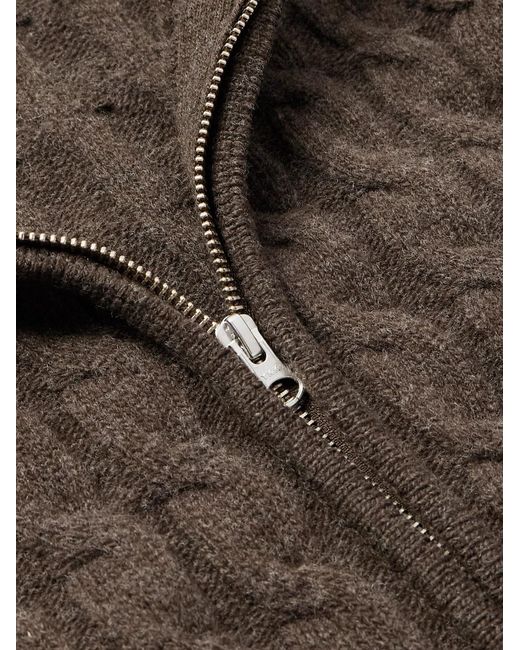 mfpen Brown Editor Cable-knit Wool Zip-up Cardigan for men