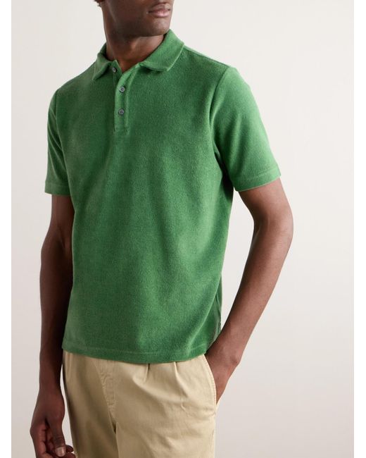 Incotex Green Zanone Cotton-terry Polo Shirt for men