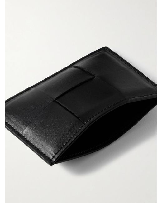 Bottega Veneta Black Intrecciato Leather Cardholder for men