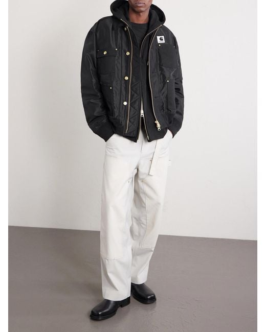 Sacai Black X Carhartt Corduroy-Trimmed Blouson Jacket for men