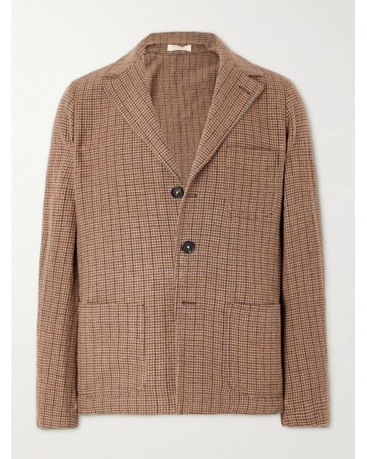 Massimo Alba Brown Baglietto Checked Houndstooth Wool-Blend Blazer for men