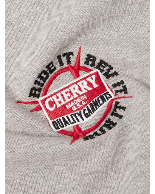 CHERRY LA Gray Logo-embroidered Cotton-jersey Hoodie for men