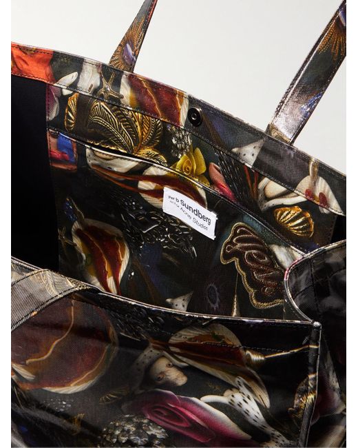 Per B. Sundberg Tote bag in tela di misto cotone spalmato stampata di Acne in Black da Uomo