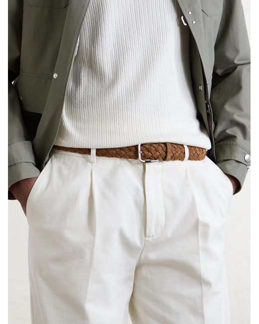 Brunello Cucinelli Brown 2Cm Woven Suede Belt for men