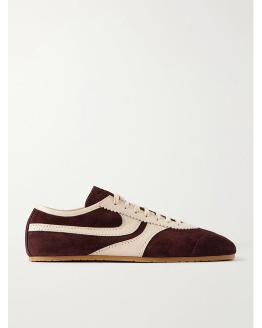 Dries Van Noten Brown Leather-Trimmed Suede Sneakers for men