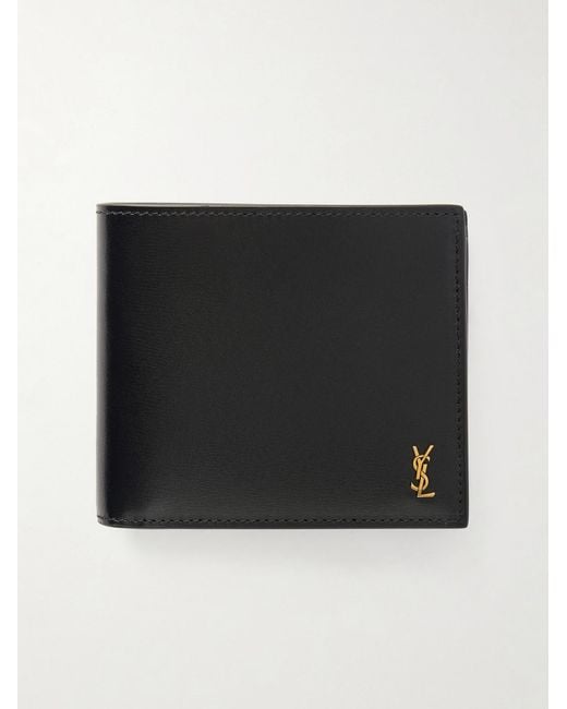 Saint Laurent Black Logo-embellished Leather Bifold Wallet With Money Clip for men