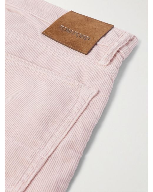 Tom Ford Pink Slim-Fit Cotton-Blend Corduroy Trousers for men