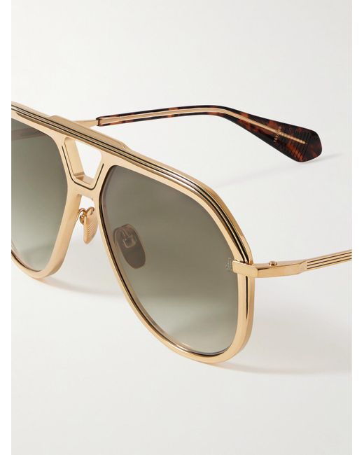 Jacques Marie Mage Metallic Lockheed Aviator-style Gold-tone And Tortoiseshell Acetate Sunglasses for men