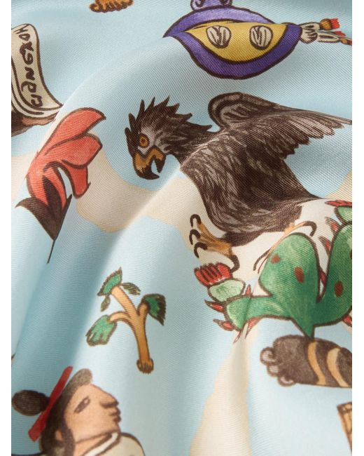 Rubinacci Mendoza Printed Silk-twill Pocket Square - Men - Blue Blue One Size for men