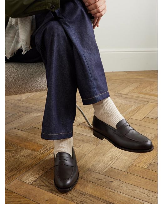 Morjas Brown Leather Penny Loafers for men