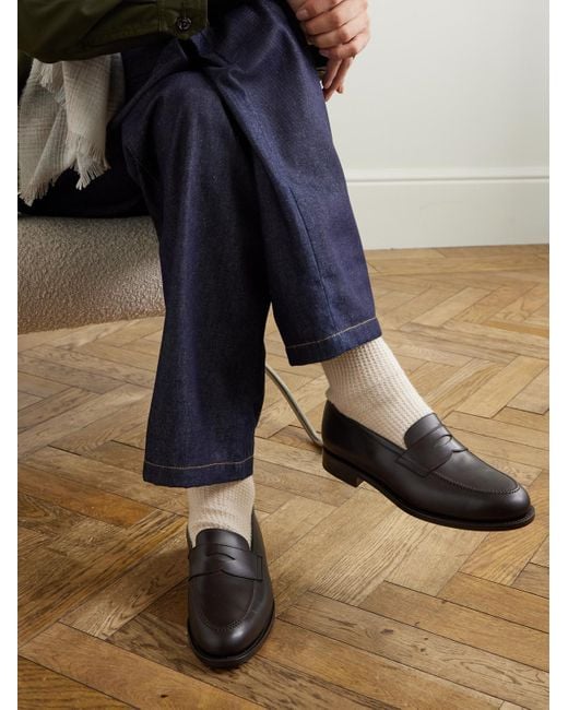 Morjas Brown Leather Penny Loafers for men