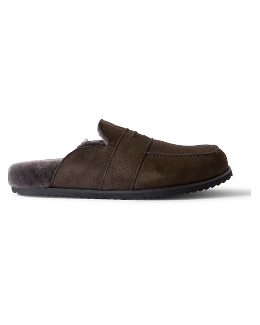 Mr P. Brown David Shearling-Lined Suede Slippers for men