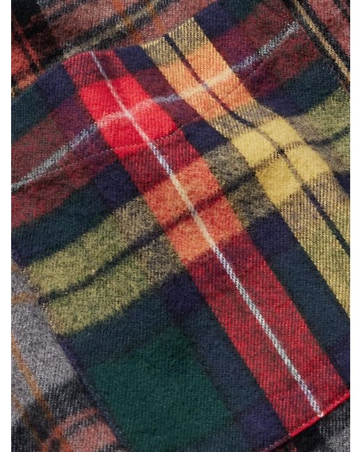 Beams Plus Yellow Patchwork Checked Cotton-Flannel Shirt for men