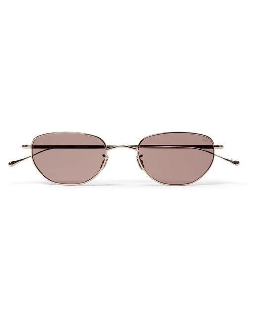 Eyevan 7285 Metallic Oval-frame Gold-tone Titanium Sunglasses for men
