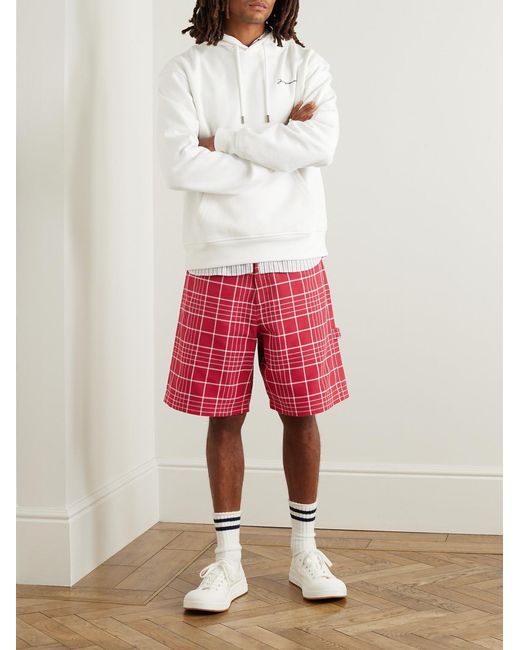 Jacquemus Red Le Panni Straight-Leg Checked Cotton-Canvas Shorts for men