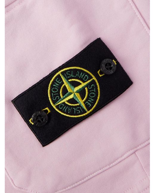 Stone Island Gerade geschnittene Shorts aus Baumwoll-Jersey mit Kordelzugbund und Logoapplikation in Pink für Herren