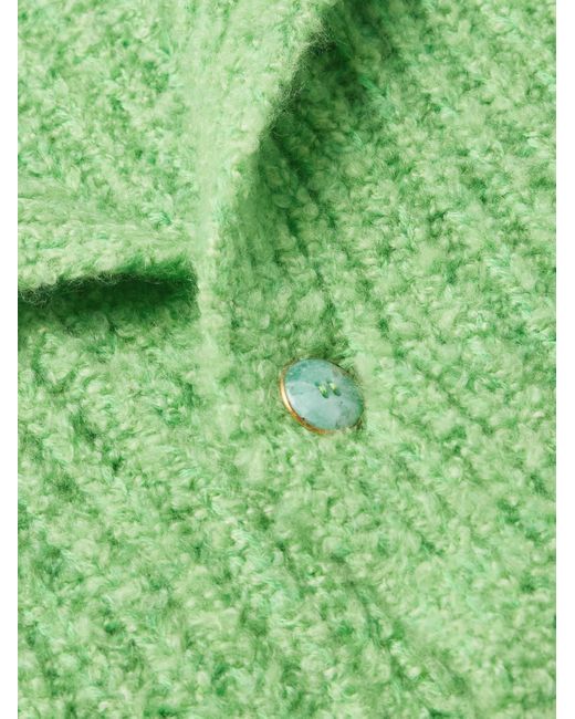 God's True Cashmere Green Cloud Ribbed Cashmere Cardigan for men