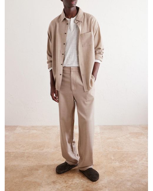 The Elder Statesman Natural Cashmina Slacker Straight-Leg Wool And Cashmere-Blend Trousers for men