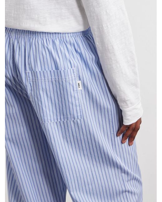 Tekla Blue Straight-Leg Striped Organic Cotton Pyjama Trousers for men