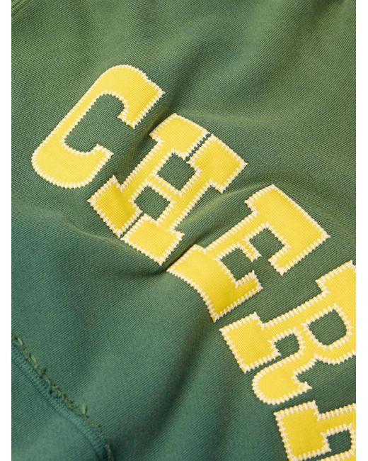 CHERRY LA Green Championship Distressed Logo-appliquéd Cotton-jersey Hoodie for men