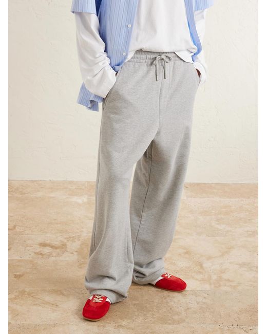 Dries Van Noten Gray Straight-Leg Cotton-Jersey Sweatpants for men