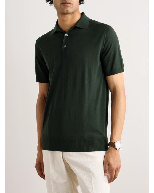 Loro Piana Green Wish Wool Polo Shirt for men