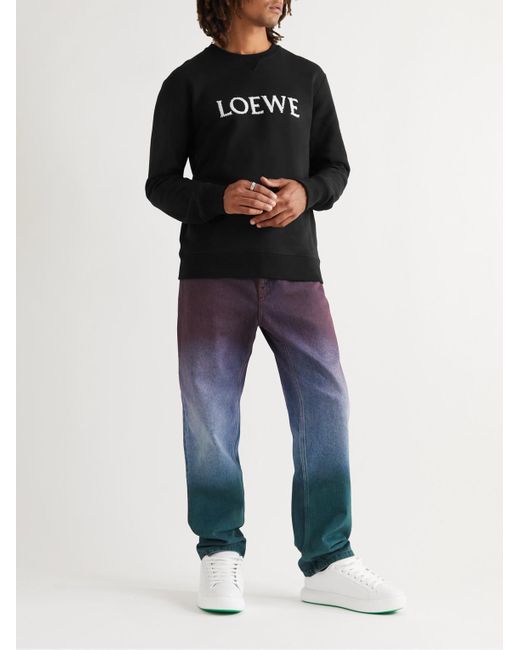Felpa in jersey di cotone con logo ricamato di Loewe in Black da Uomo