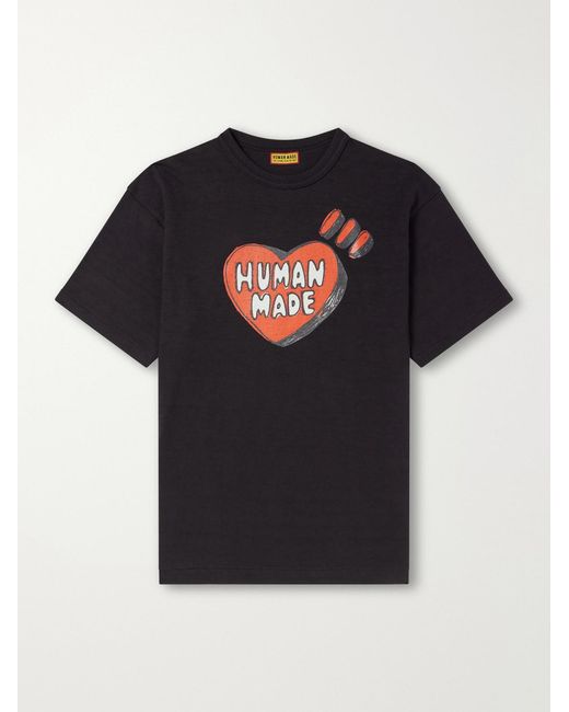 Human Made Black Printed Cotton-Jersey T-Shirt for men