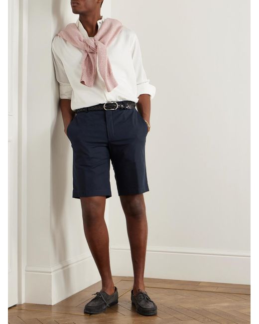 Loro Piana Blue Jarno Straight-leg Stretch-cotton Bermuda Shorts for men