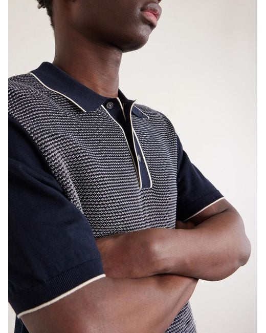 Hartford Gray Jacquard-Knit Cotton Polo Shirt for men