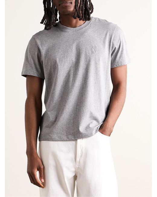 AMI T-Shirt aus Baumwoll-Jersey mit Logostickerei in Gray für Herren