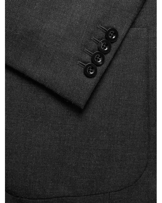 Mr P. Black Unstructured Worsted Wool Suit Jacket for men