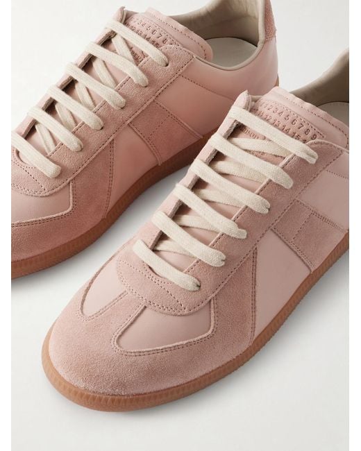 Maison Margiela Pink Replica Leather And Suede Sneakers for men