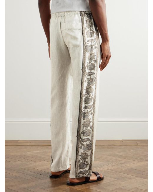 Etro White Silk Trousers for men