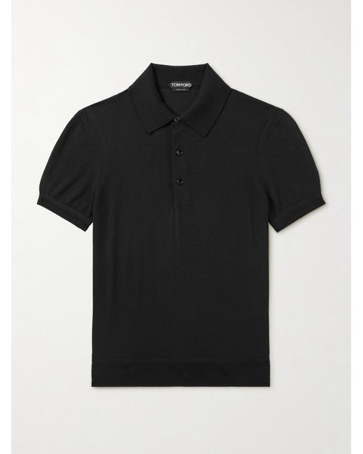 Tom Ford Black Cashmere And Silk-Blend Polo Shirt for men