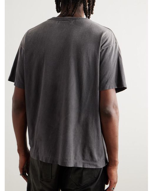 SAINT Mxxxxxx Gray Distressed Paint-splattered Printed Cotton-jersey T-shirt for men