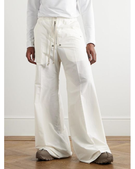 Rick Owens White Moncler Bela Wide-leg Cotton And Nylon-blend Drawstring Trousers for men